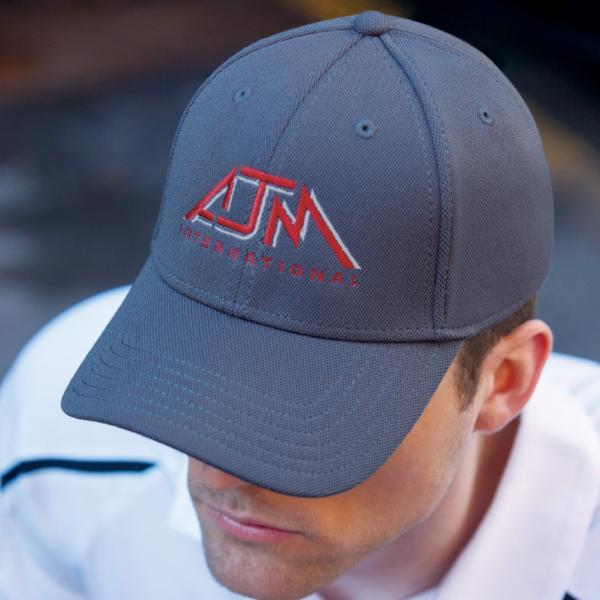 AJM Deluxe Polyester 6 Panel Constructed Contour Cap with velcro closure