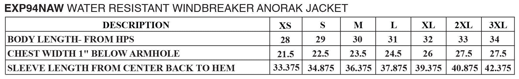 Independent Trading  Water Resistant Windbreaker Anorak Jacket ANORAK JACKET