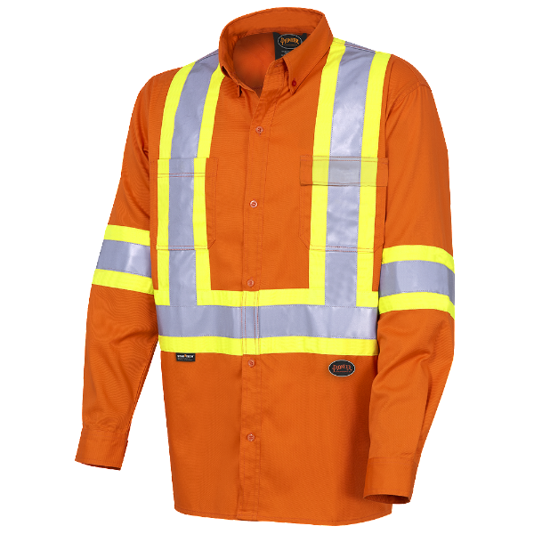 Pioneer® Hi-Viz Cotton Long-Sleeved Safety Shirt-Ultra-Cool Cotton Twill 4441