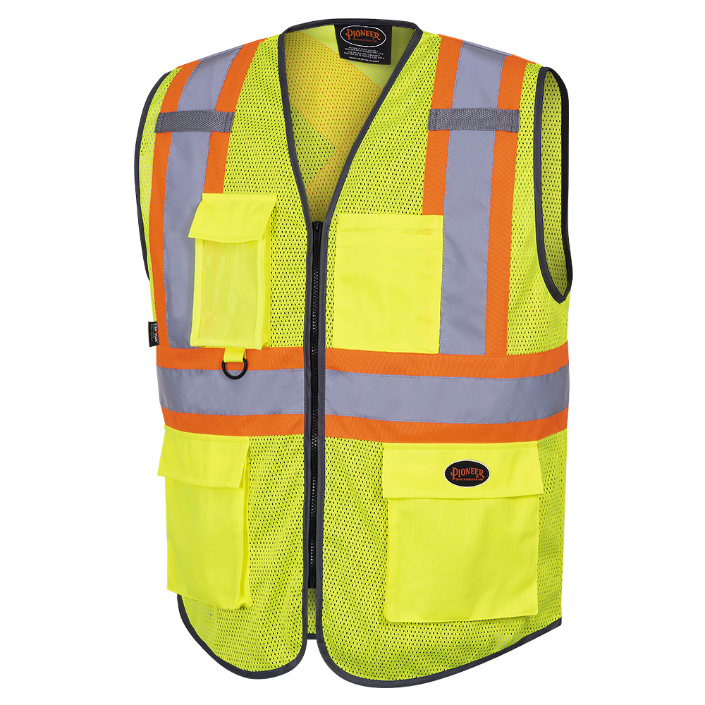 Pioneer® Hi-Viz Zipper Front Safety Vest - Poly Mesh 6961
