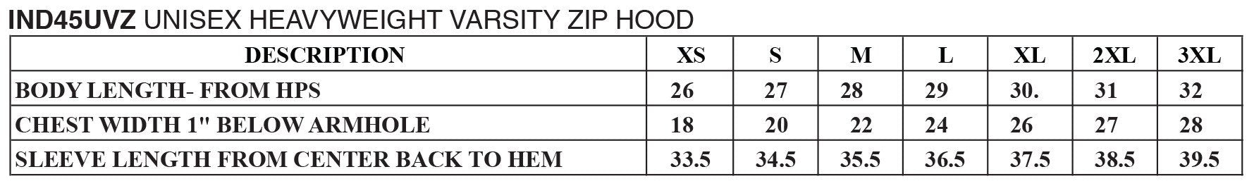 Independent Trading Unisex Varsity Zip Hood
