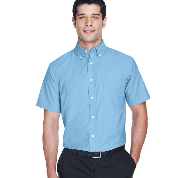 Harriton Men's Short-Sleeve Oxford with Stain-Release