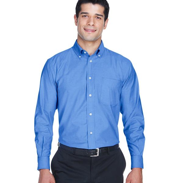 Harriton Men's Long-Sleeve Oxford with Stain-Release