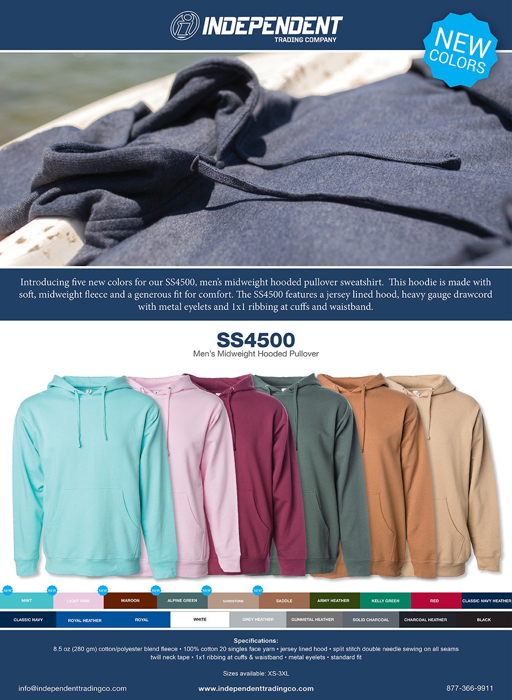 Independent Trading Midweight Hooded Pullover Sweatshirt