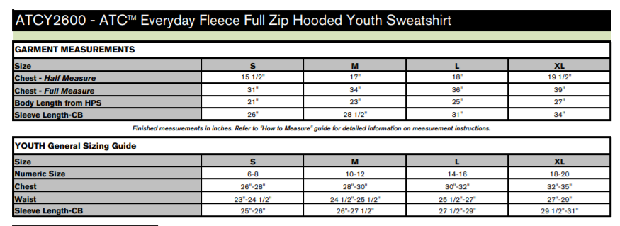 ATC™ Everyday Fleece Full Zip Hooded Youth Sweatshirt ATCY2600