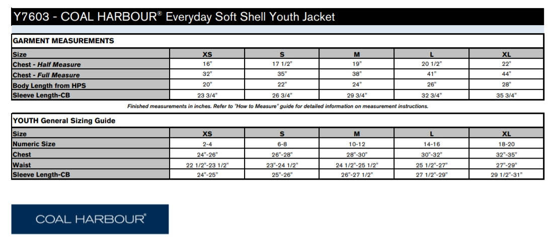 Coal Harbour® EVERYDAY WATER REPELLENT SOFT SHELL YOUTH JACKET. Y7603