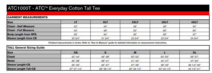 ATC® Everyday Cotton Tall Tee ATC1000T