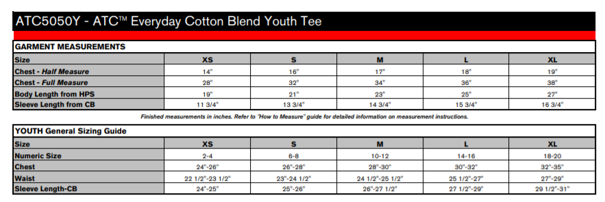 ATC® Everyday Cotton Blend Youth Tee ATC5050Y