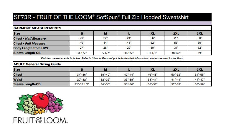 Fruit of The Loom® Sofspun Full Zip Hooded Sweatshirt