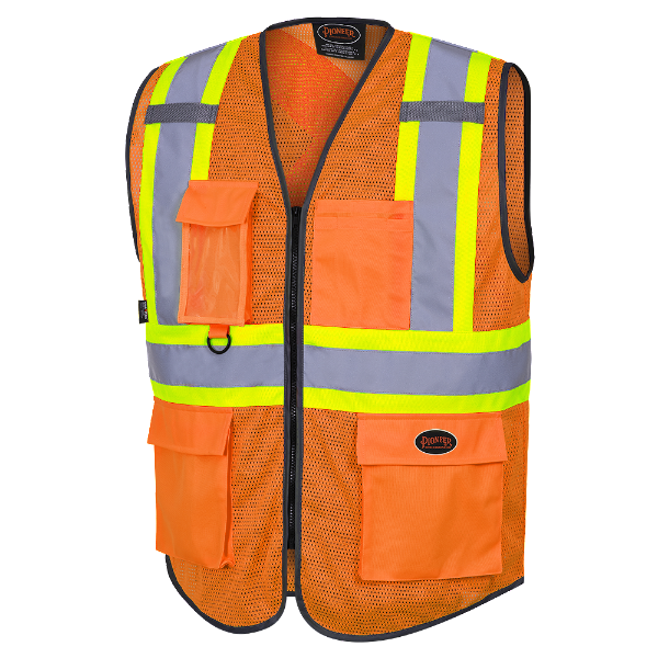 Pioneer® Hi-Viz Zipper Front Safety Vest - Poly Mesh 6961