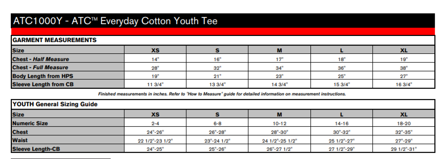 ATC® Everyday Cotton Youth Tee ATC1000Y