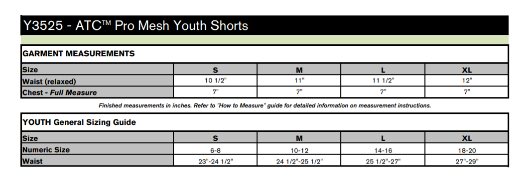 ATC™ Pro Mesh Youth Shorts