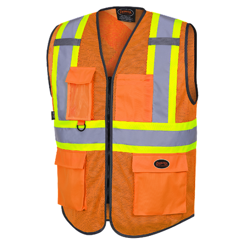 Pioneer® Hi-Viz Zipper Front Safety Vest - Poly Mesh 6961