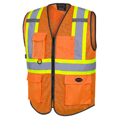 Pioneer® Hi-Viz Zipper Front Safety Vest - Poly Mesh 6961